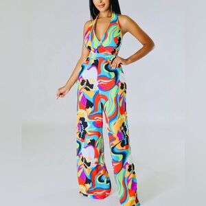 Multi-color Halter Jumpsuit